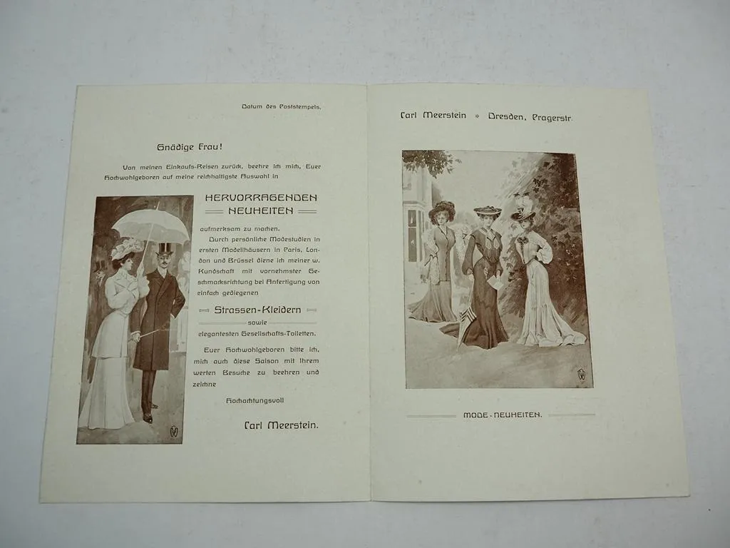 Prospekt Carl Meerstein Dresden Pragerstrasse Damen Mode Geschäft 1904