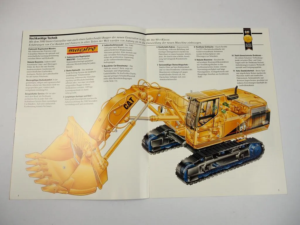 Prospekt CAT Caterpillar 5080 Hydraulikbagger Ausgabe 1994