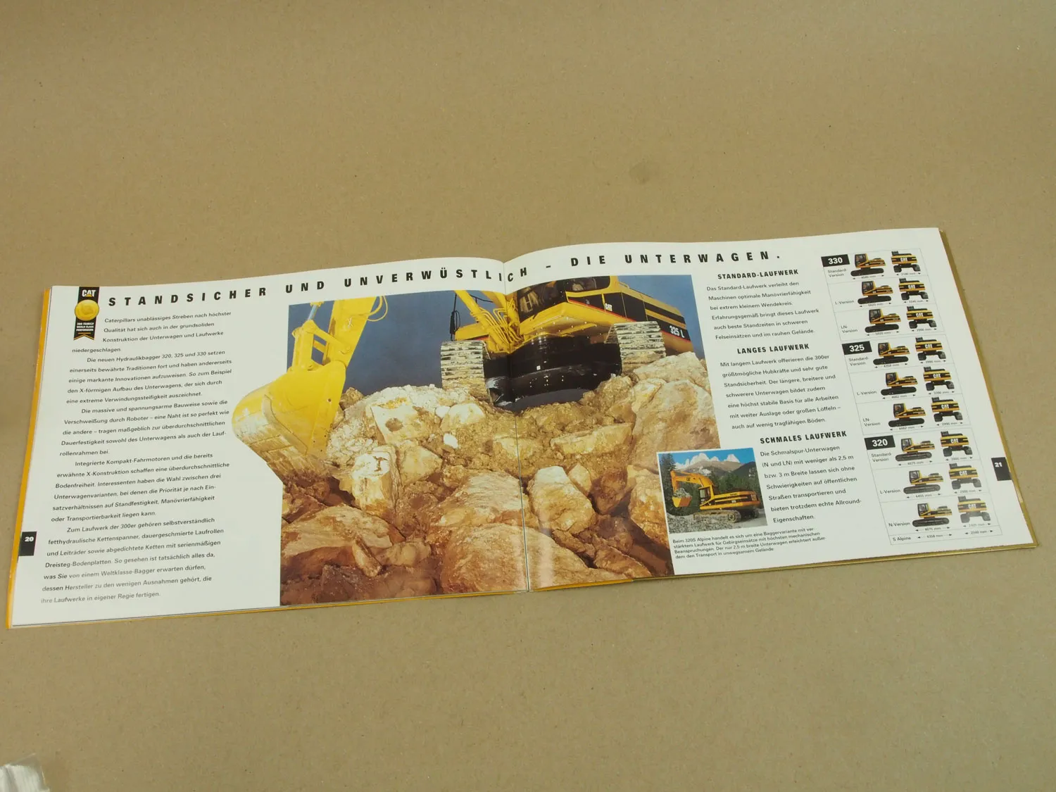 Prospekt CATerpillar 320 325 330 Hydraulikbagger 1993