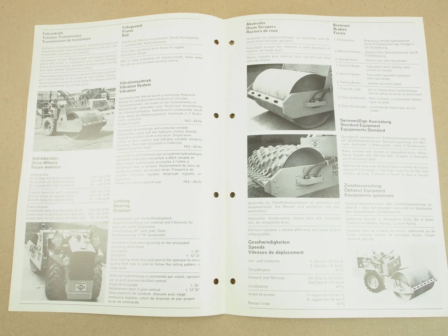 Prospekt Demag Müller WZ70 Walzenzug Self-Propelled Vibrating Roller 70er Jahre