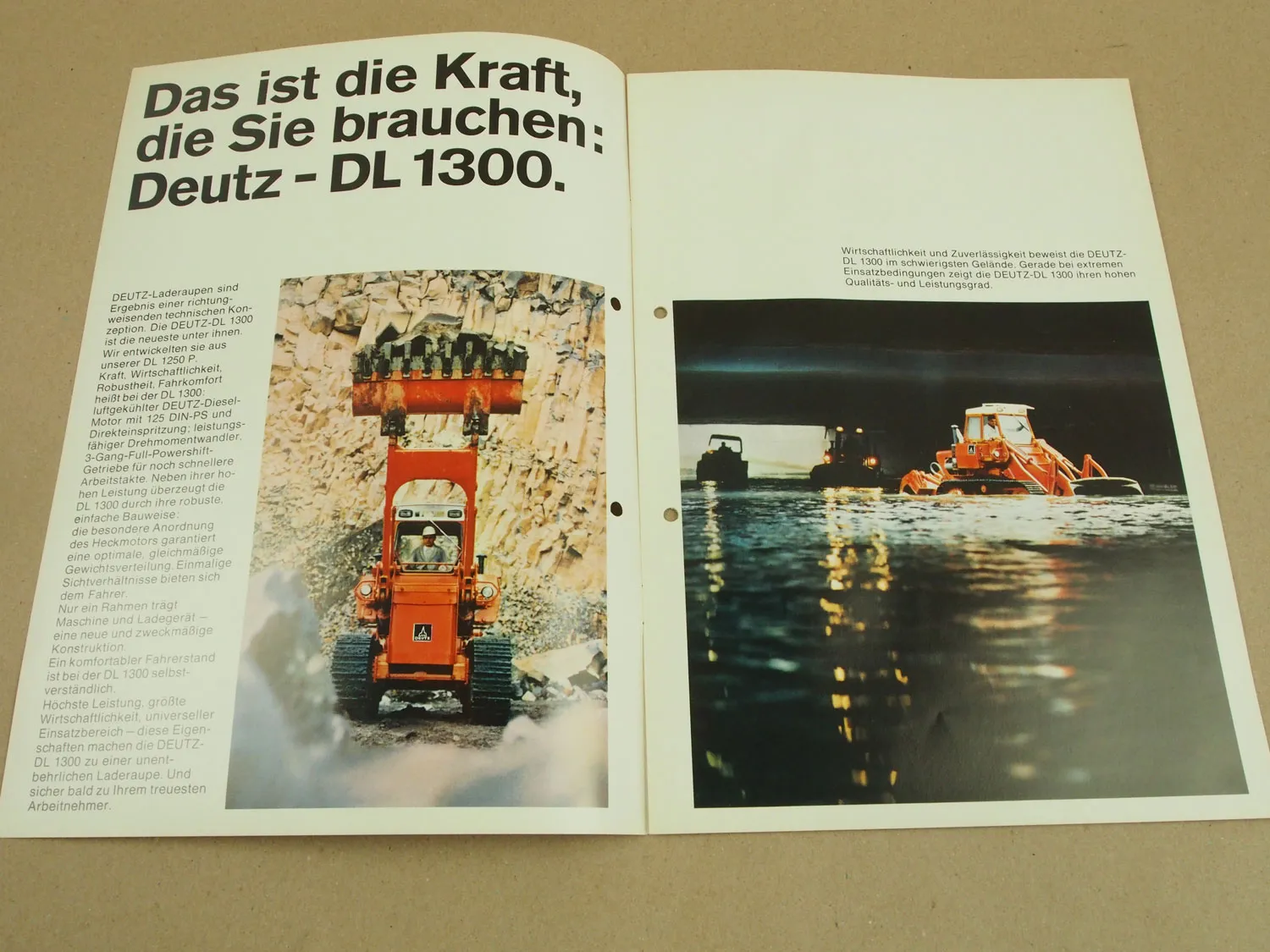 Prospekt Deutz DL1300 Laderaupe 80 - 210 PS 6/1970