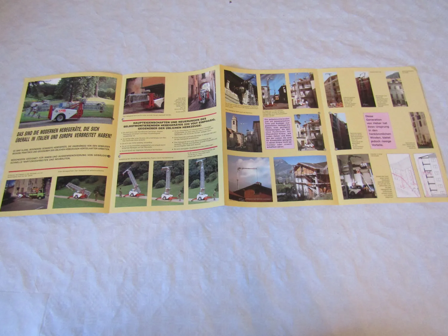 Prospekt Dinomatic Hebegeräte Serie E 2000 2011 und 2002 mit technischen Angaben