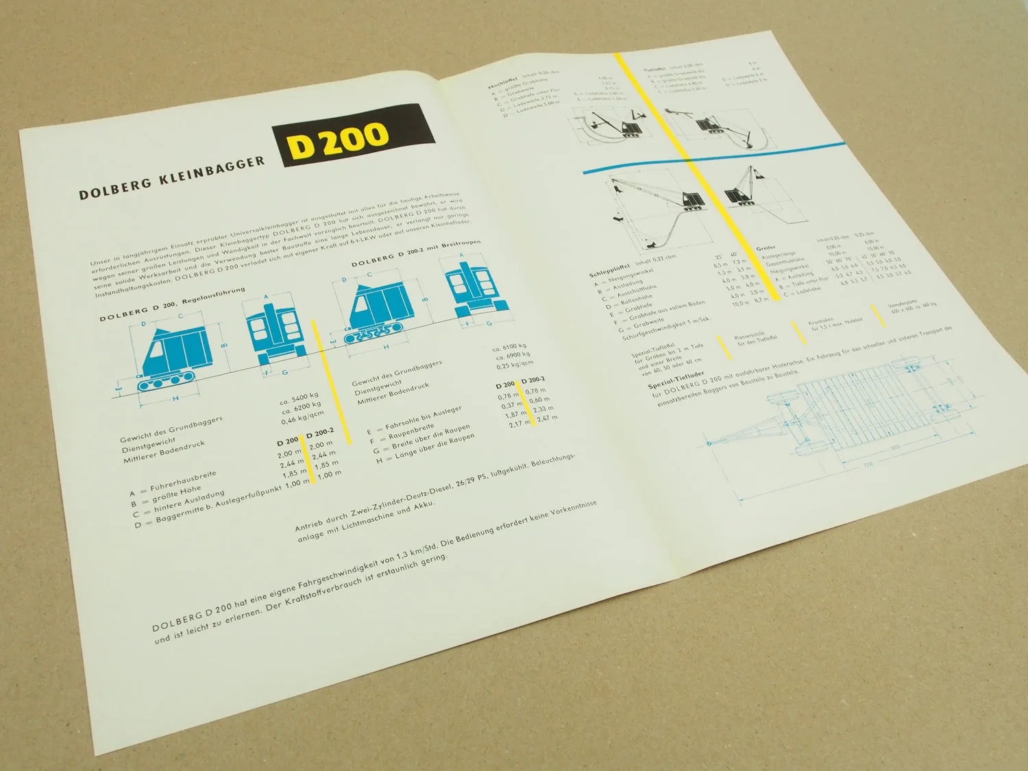 Prospekt Dolberg Glaser Pflaum Essen D200 Kleinbagger ca. 1965 Essen