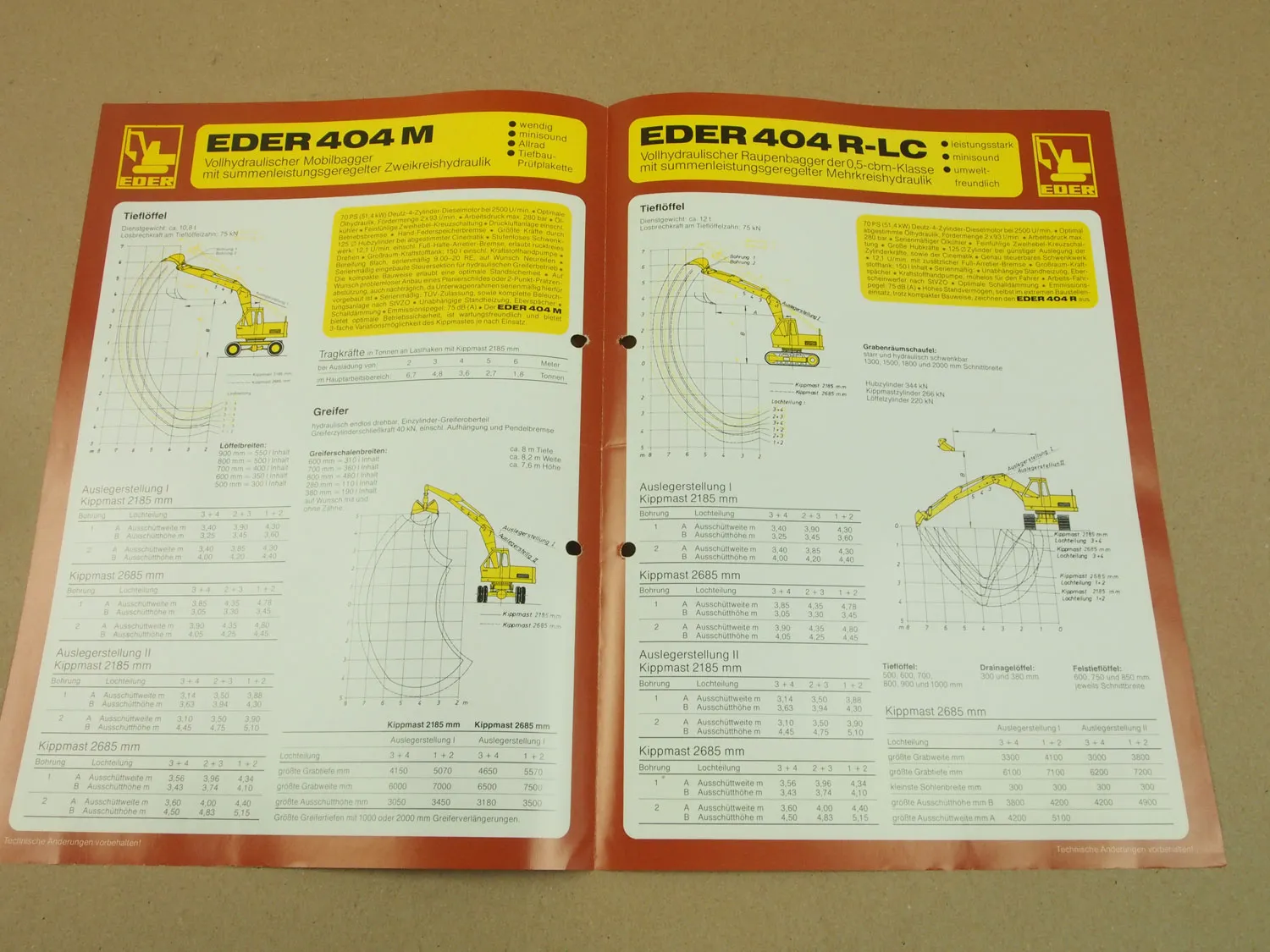 Prospekt EDER 404M 404R-LC Mobilbagger ca 1980