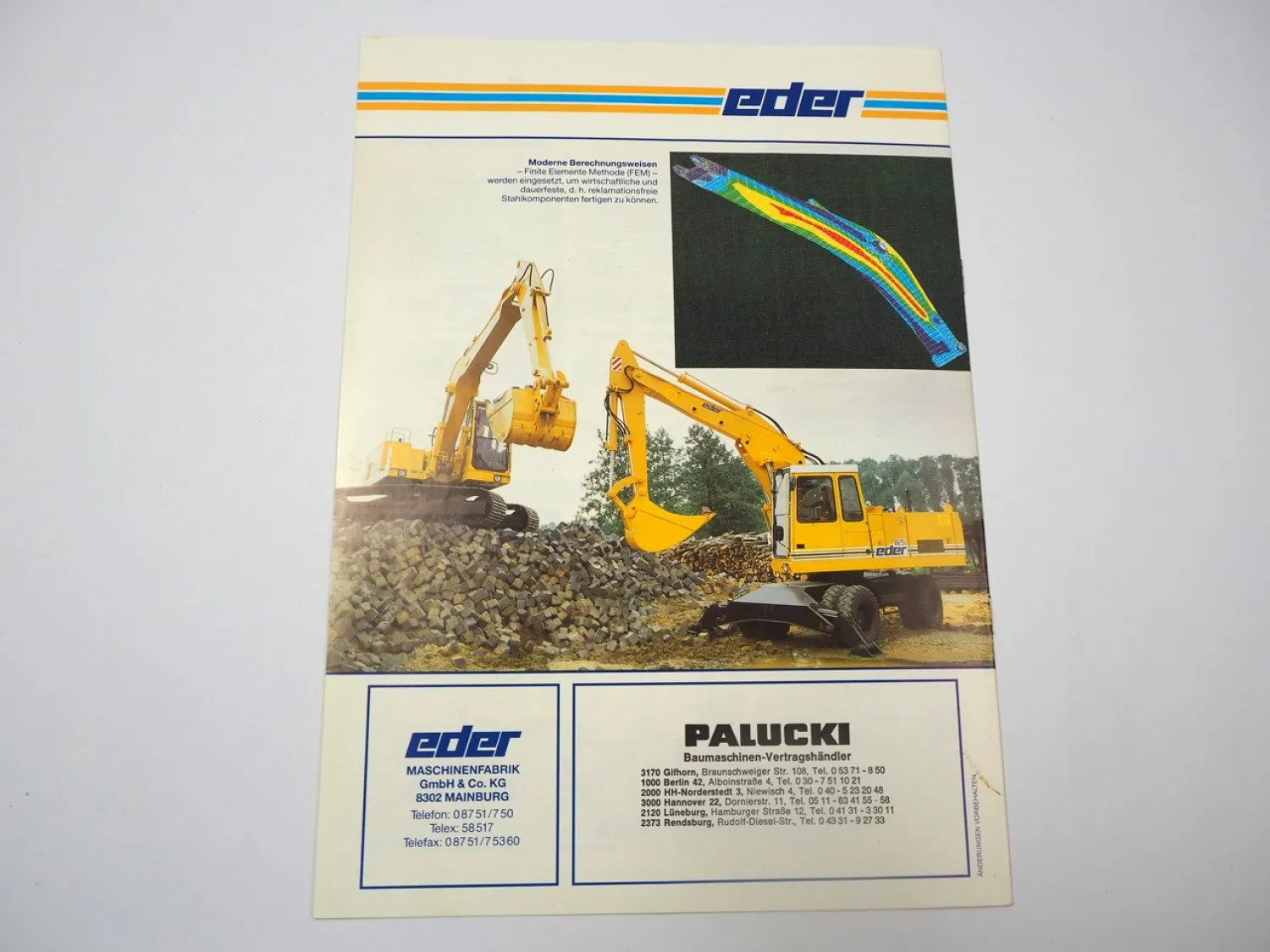 Prospekt Eder R825 B-CL Hydraulikbagger Raupenbagger 1980/90er Jahre