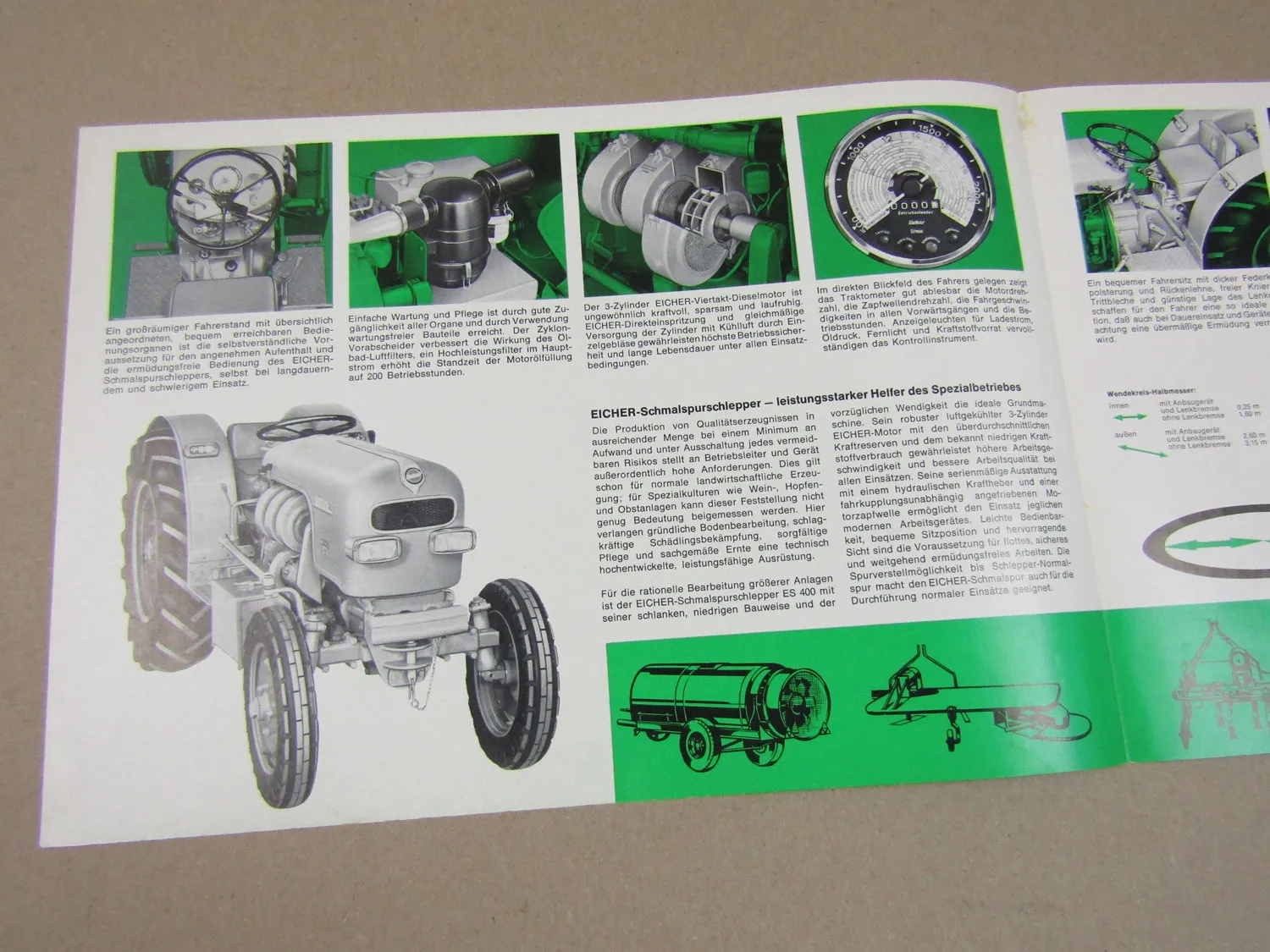 Prospekt Eicher ES400 Puma Schmalspurschlepper mit 40 PS von 1967
