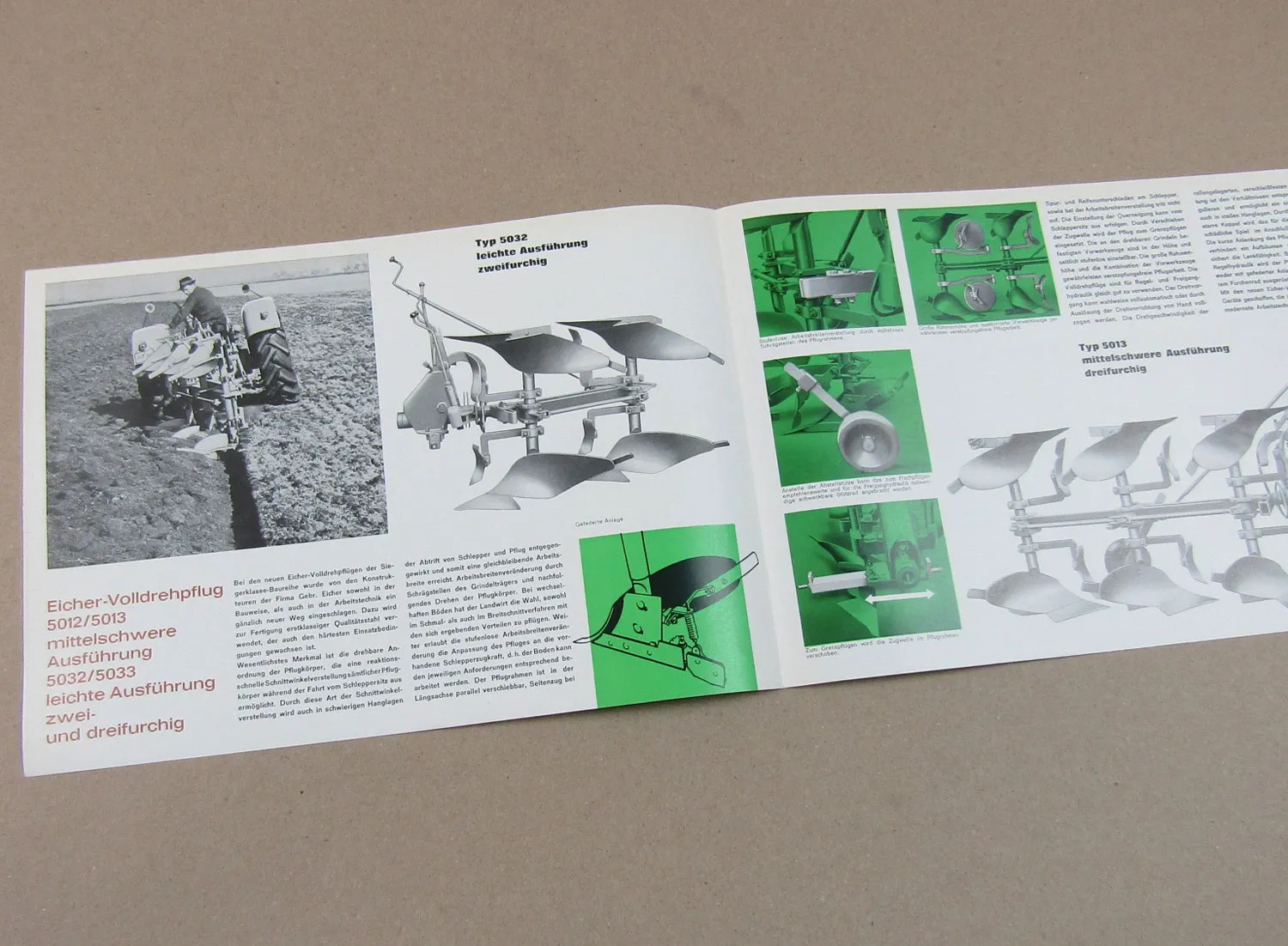 Prospekt Eicher Siegerklasse 5012 5013 5032 5033 Volldrehpflüge 1965