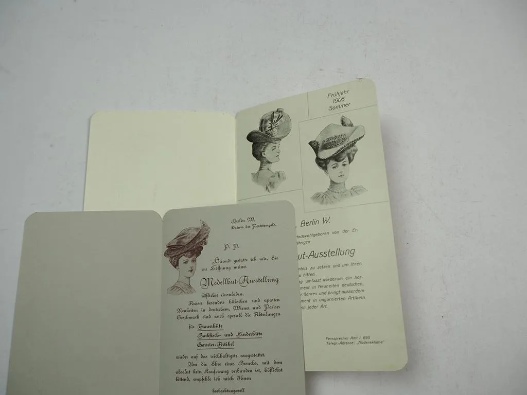 Prospekt & Einladung C. Heinemann Damen Hut Mode 1906 Berlin Markgrafenstrasse 39