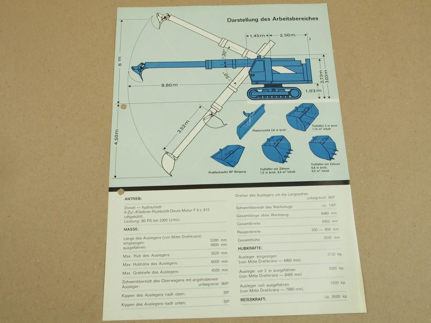 Prospekt EWK Kaiserslautern combi-craft PL60R Teleskopbagger 70er Jahre