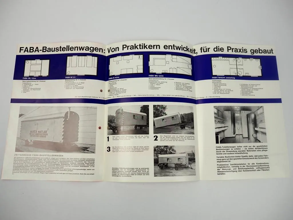 Prospekt Faba Bauwagen Baustellenwagen Melle 1971