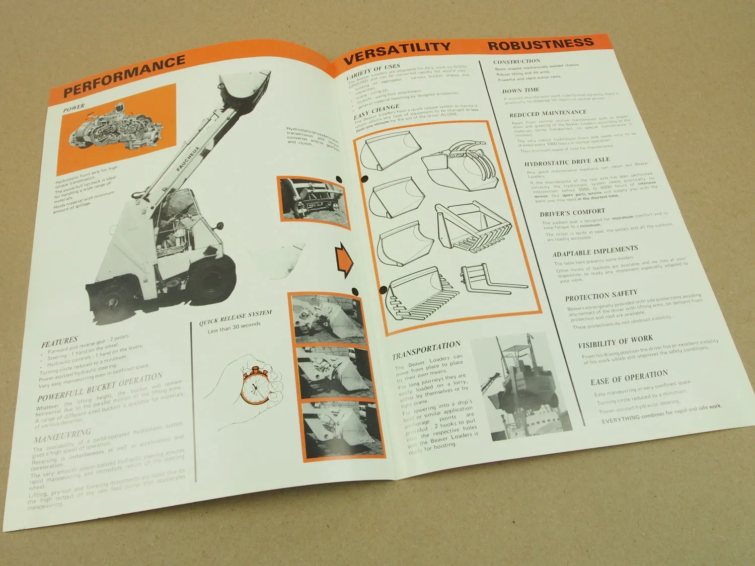 Prospekt Faucheux Beaver 62 Hydrostatic Front Axle + Specification 1978