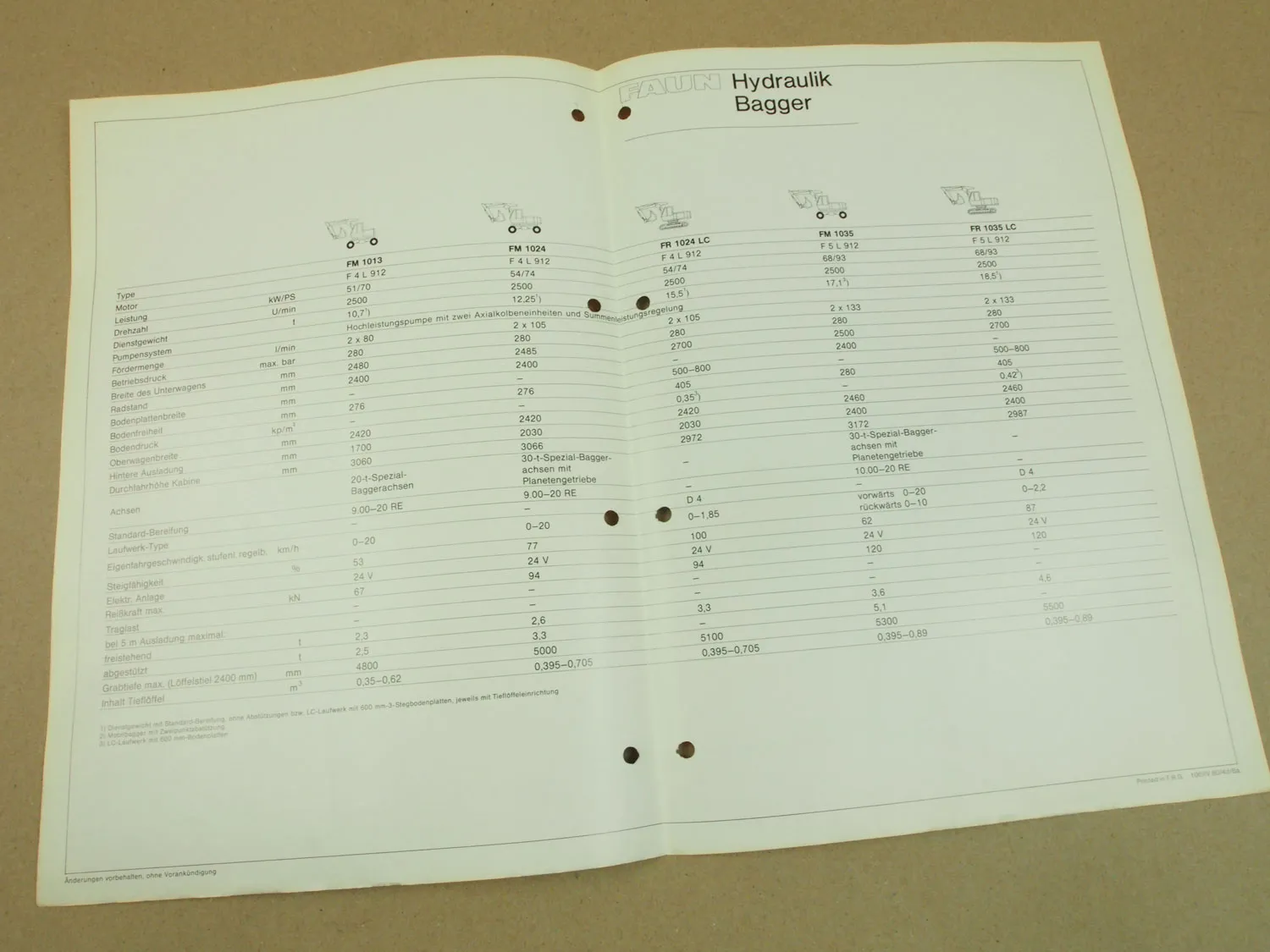 Prospekt FAUN FM FR 1013 1024 LC 1035 Hydraulikbagger