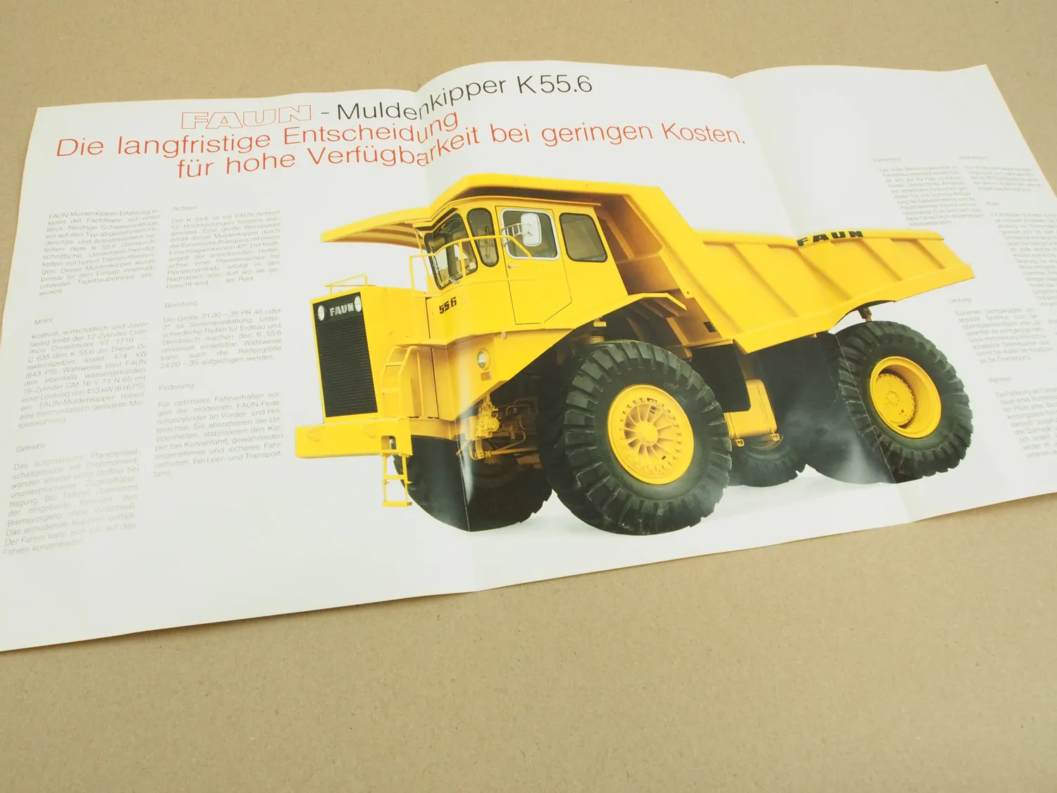 Prospekt FAUN K55.6 Muldenkipper von 1982