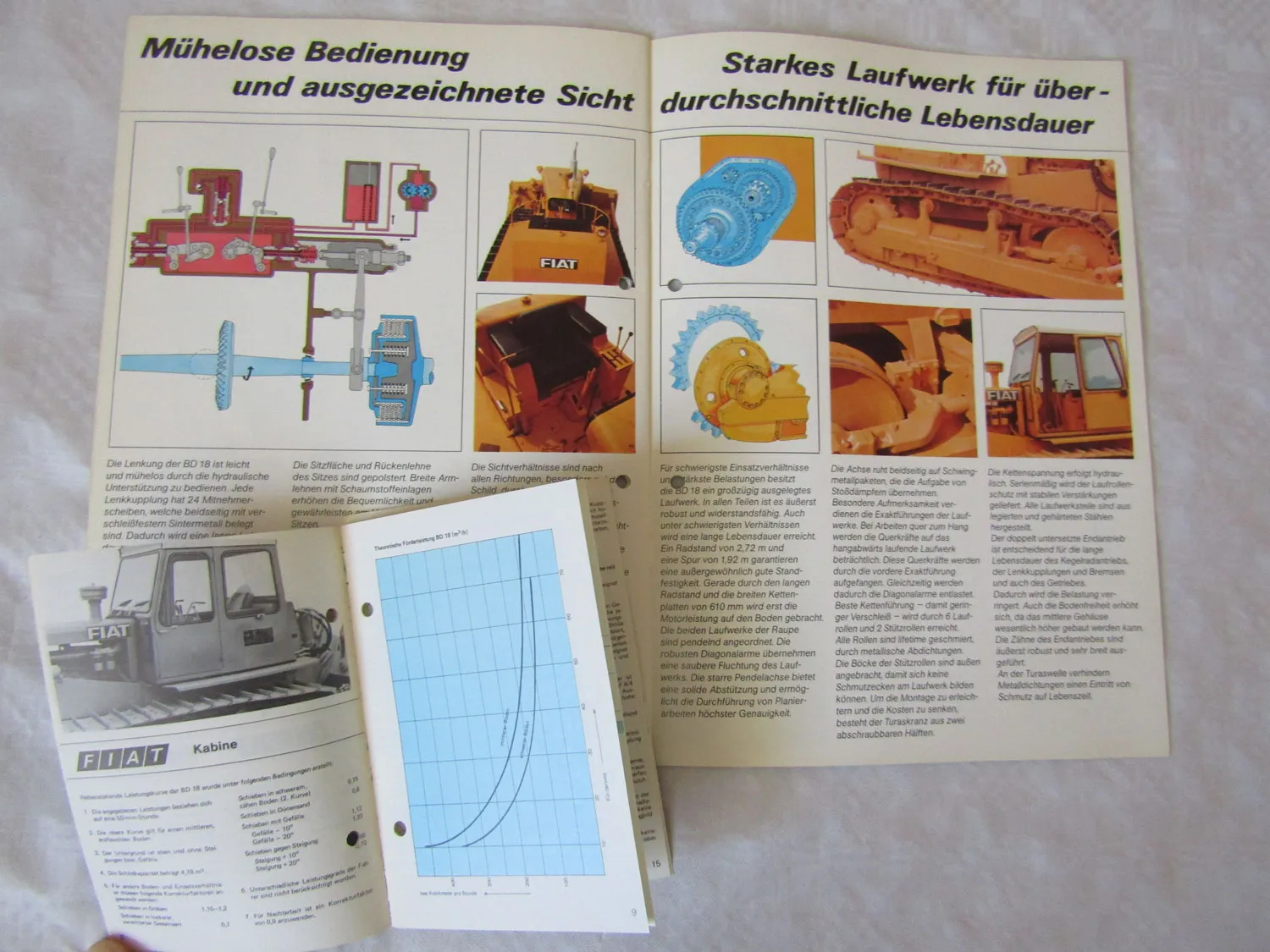 Prospekt Fiat-Allis Fiatallis BD18 Planierraupe Technische Daten Listenpreise