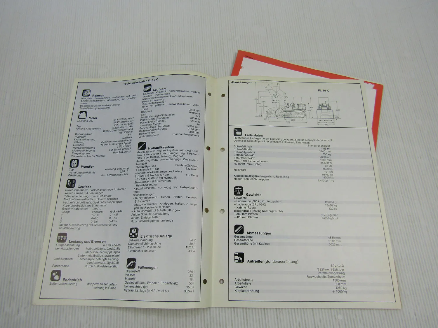 Prospekt Fiat Allis FL10C FL10-C Laderaupe technische Daten Angebote