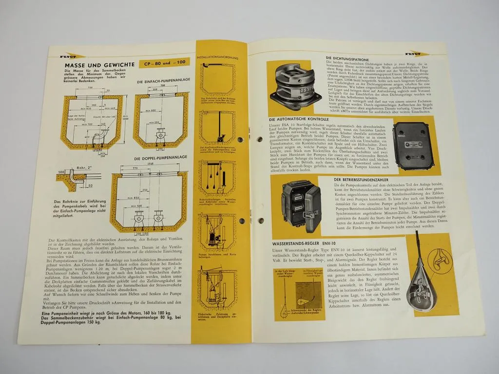 Prospekt Flygt CP CS Tauchpumpen Abwasserpumpen 1960er Jahre