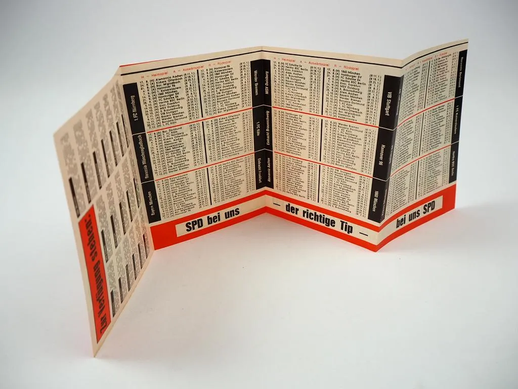 Prospekt Fussball Bundesliga Spielplan mit SPD Werbung 1968/69