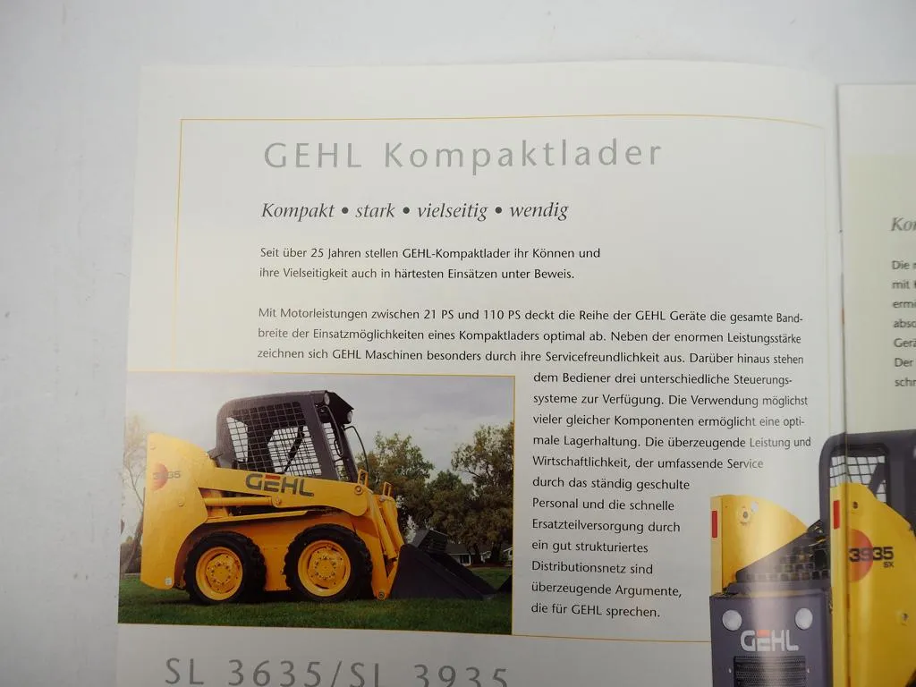 Prospekt Gehl SL1625 bis SL7800 Kompaktlader Produktprogramm 2000er Jahre