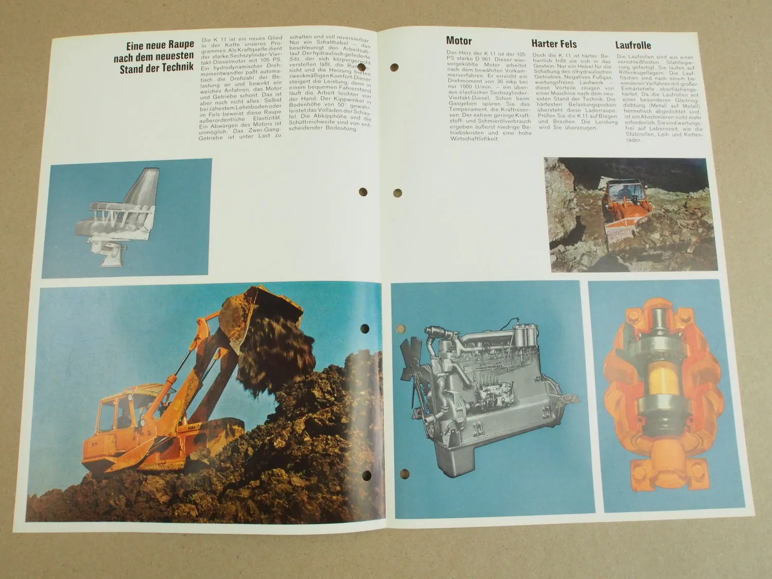 Prospekt Hanomag K11 Laderaupe mit 105 PS 6-Zylinder Motor 12/1965