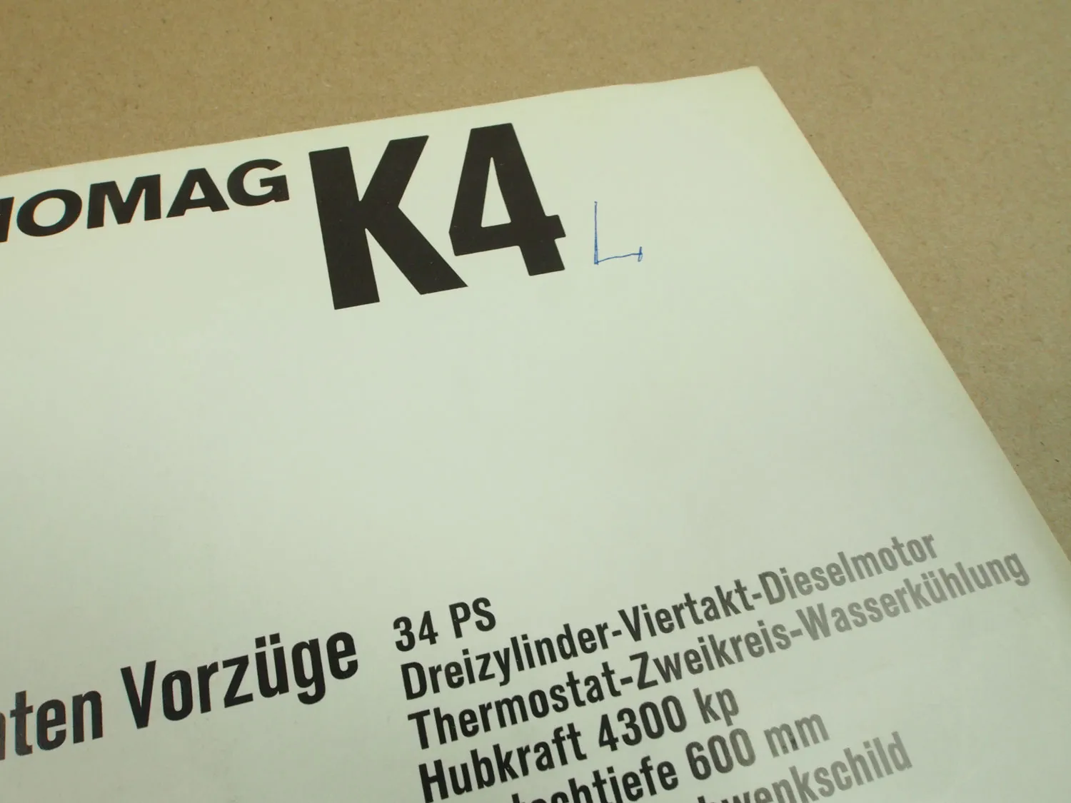 Prospekt Hanomag K4 K4L Planierraupe mit 34 PS 3-Zylinder 4/1964