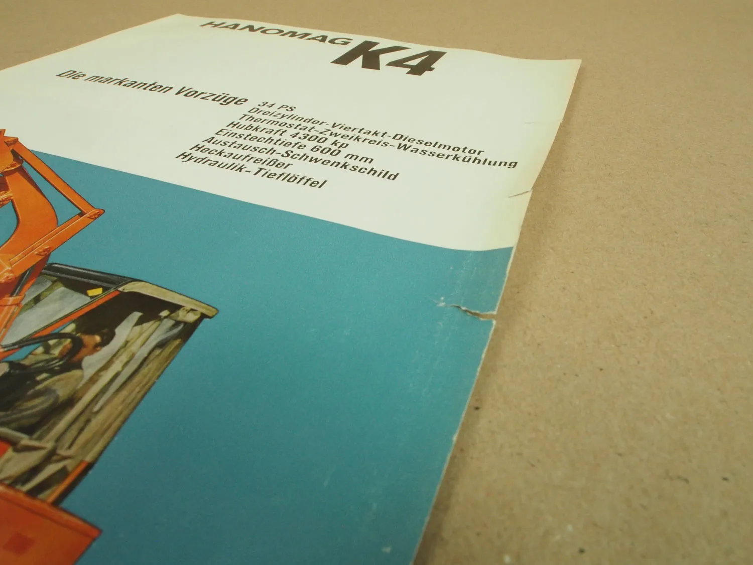Prospekt Hanomag K4 K4L Planierraupe mit 34 PS 3-Zylinder Motor 3/1965