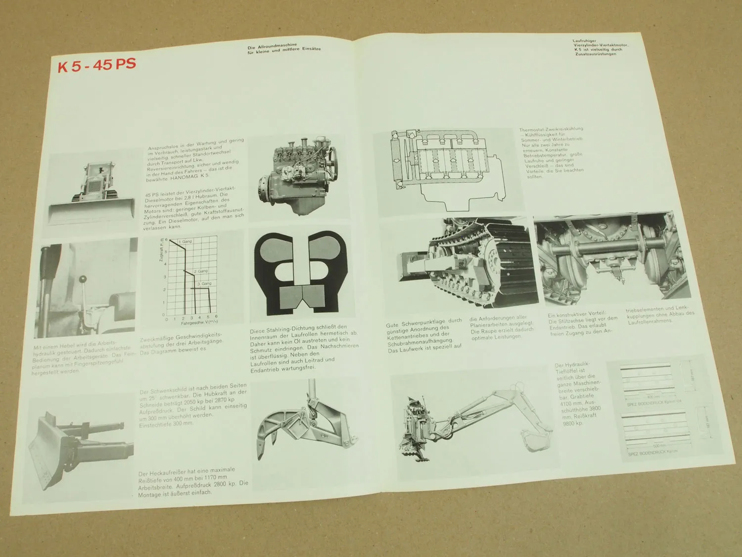 Prospekt Hanomag K5 Planierraupe mit 45 PS von 1966