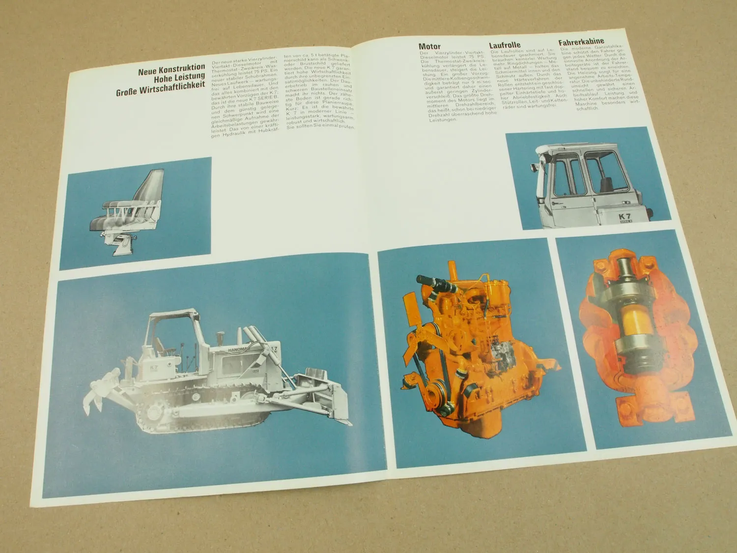 Prospekt Hanomag K7 EF Serie B Planierraupe 1964 mit 75 PS