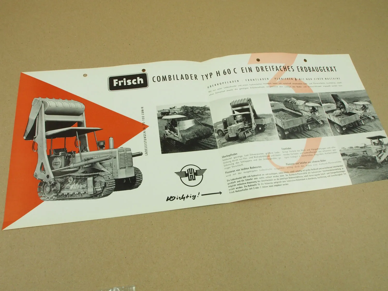 Prospekt Hanomag Kettenschlepper K60L 60 PS und Frisch Combilader H60C 1958