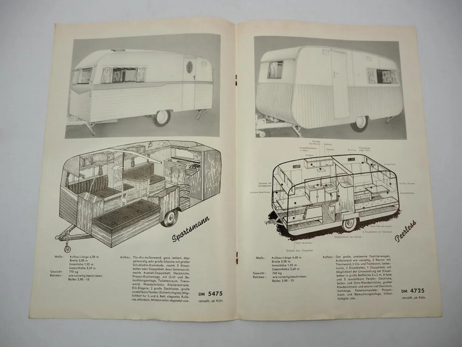 Prospekt Hans Breuer Köln Bluebird Wohnanhänger für Opel Mercedes VW Fiat Ford