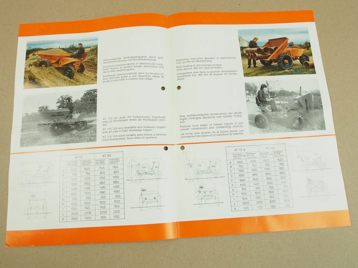 Prospekt HeBe Bergmann Dumper AT112 a und AT124