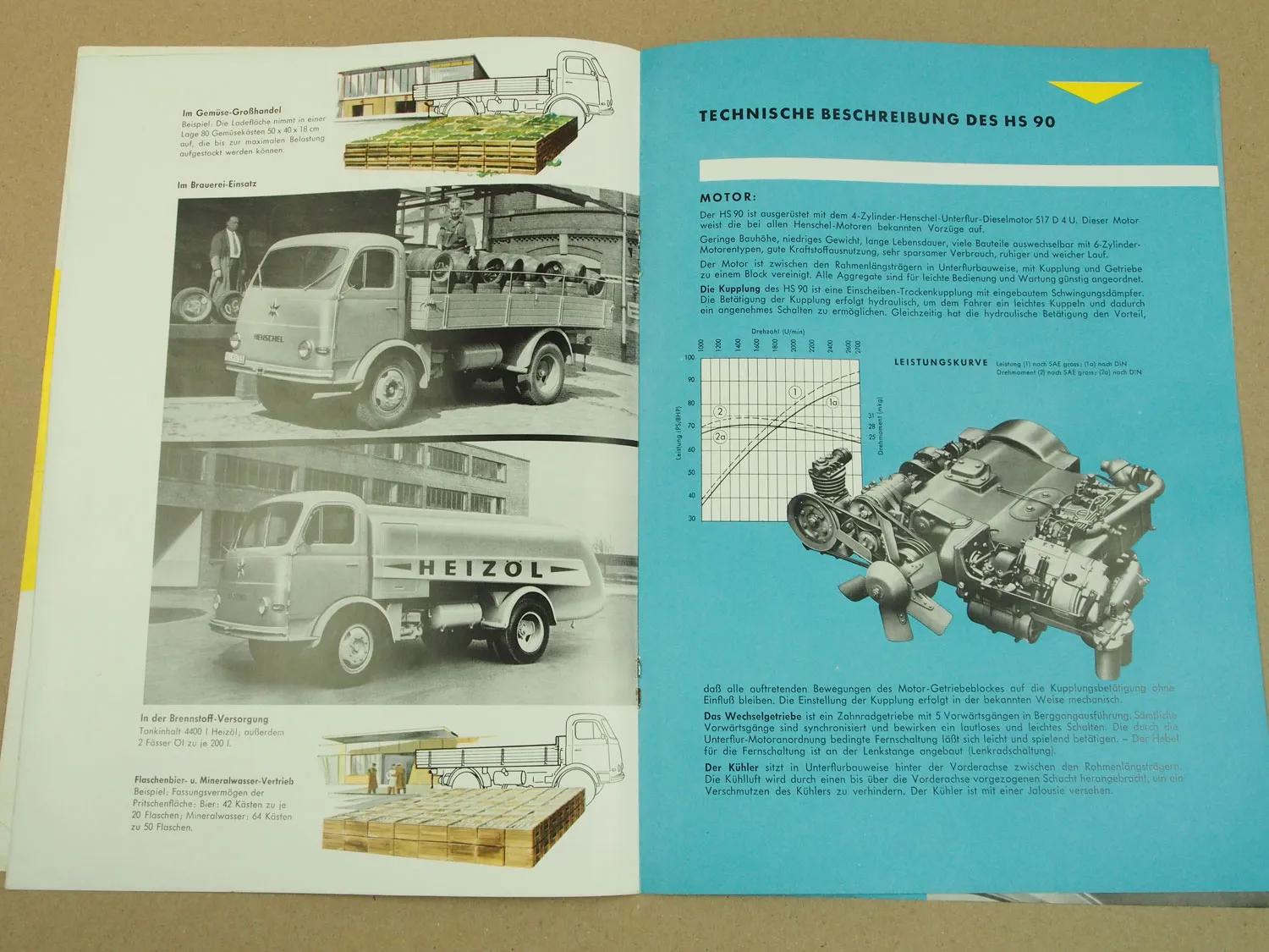 Prospekt Henschel & Sohn HS90 LKW der Mittelklasse 9/1957