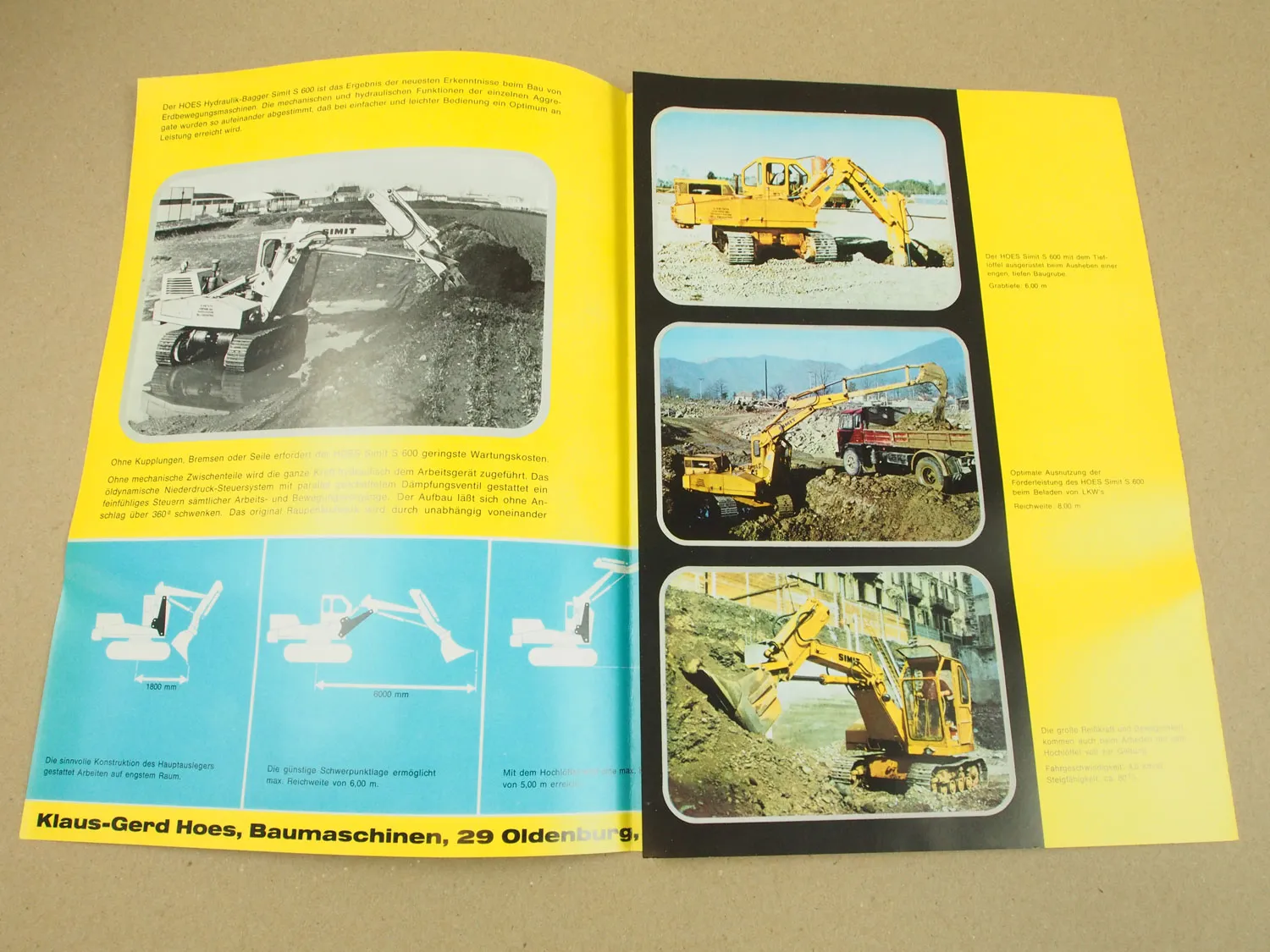 Prospekt Hoes Simit S.600 vollhydraulischer Niederdruck Raupenbagger