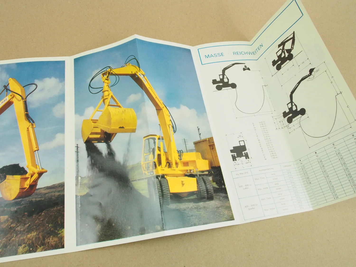 Prospekt Hy-Mac 610 Vollhydraulik MobilBagger mit Allrad von 1969