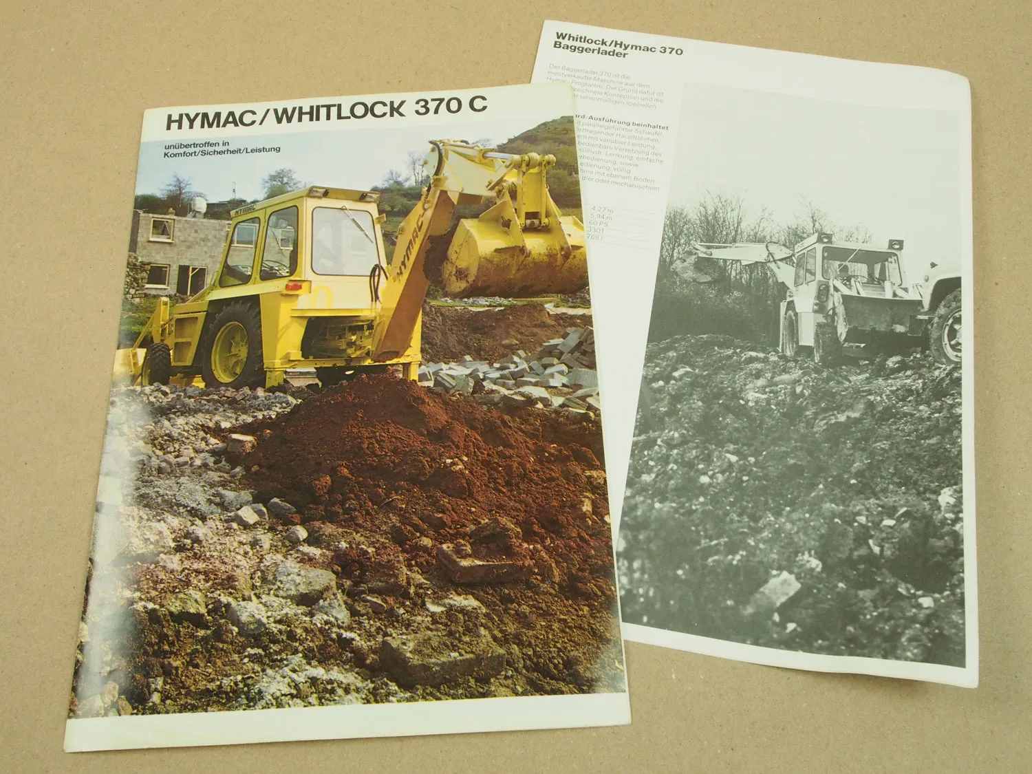 Prospekt Hymac Whitlock 370 C 1960er Jahre mit Datenblättern
