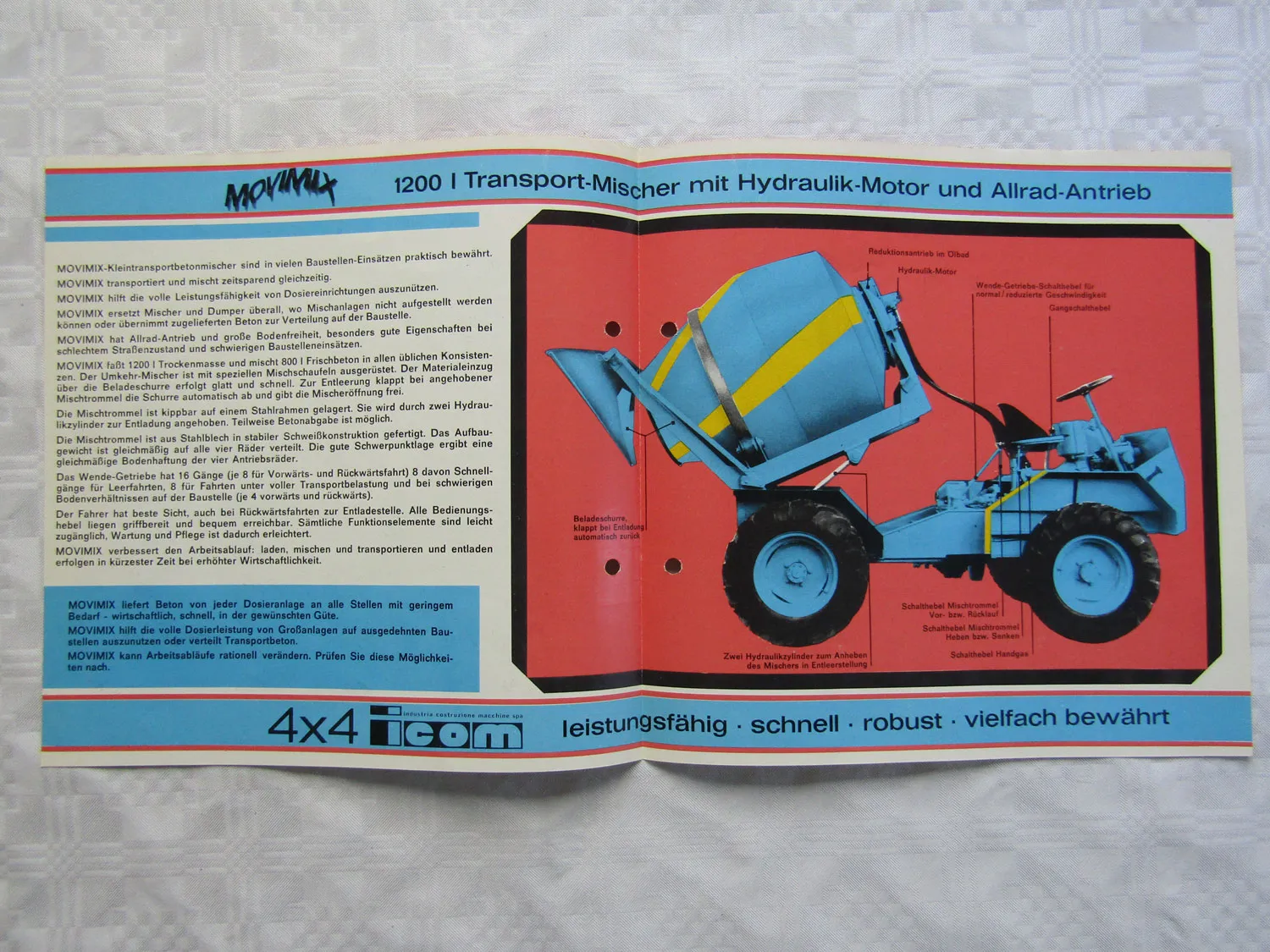 Prospekt icom Movimix Kleintransportmsicher und Angebot 1967