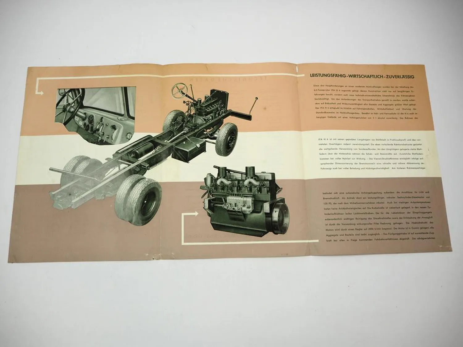 Prospekt IFA Horch H6 LKW mit 120 PS 6-Zylinder Dieselmotor 1950er Jahre DDR