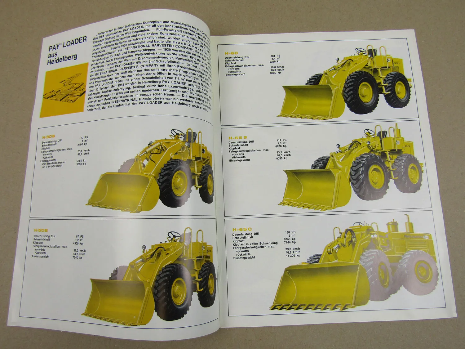 Prospekt IHC International H-30B H-50B H-60 H-65B H-65C PayLoader