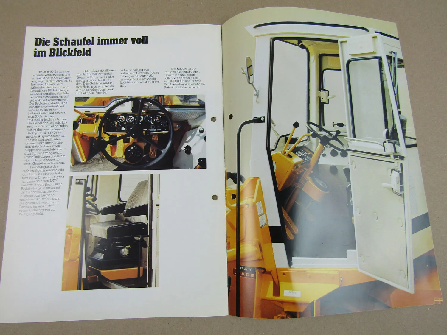 Prospekt IHC International Harvester H-90E PayLoader aus den 1970er Jahren