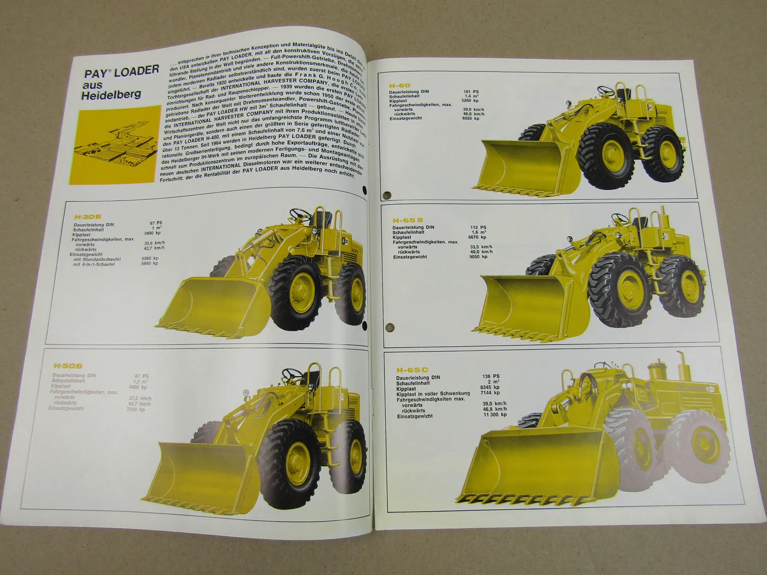 Prospekt IHC International Hough H-30B H-50B H-60 H-65B H-65C Payloader