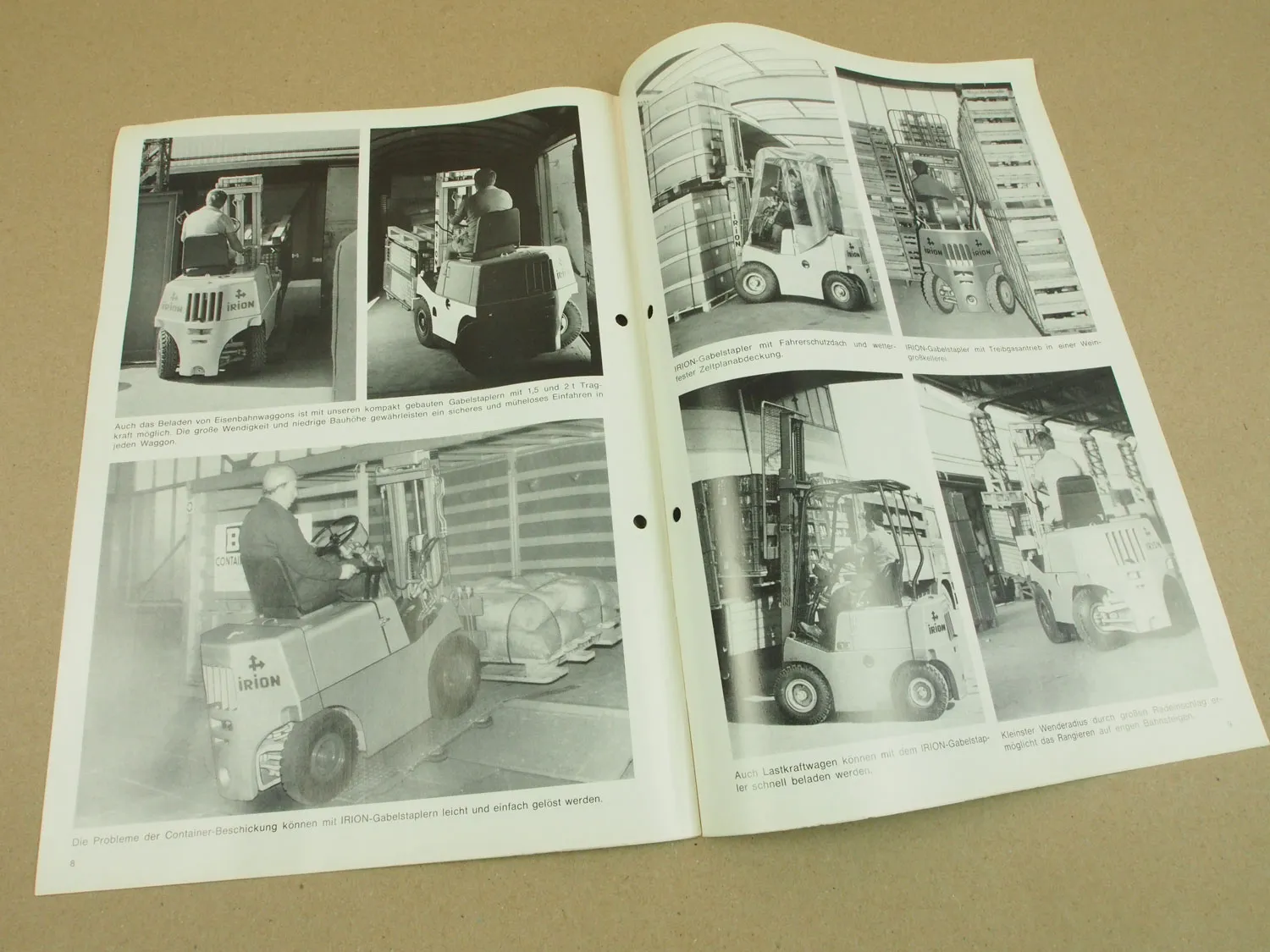 Prospekt Irion DFG15S DFG20Se Gabelstapler wohl 70er Jahre