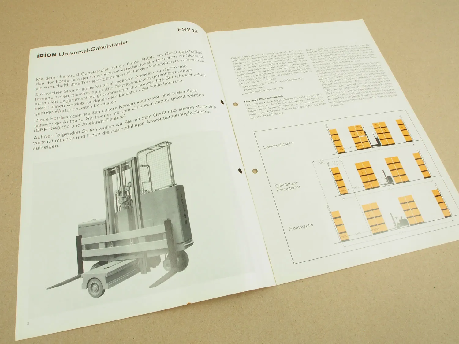 Prospekt Irion ESY18 Universal Gabelstapler 10/1970
