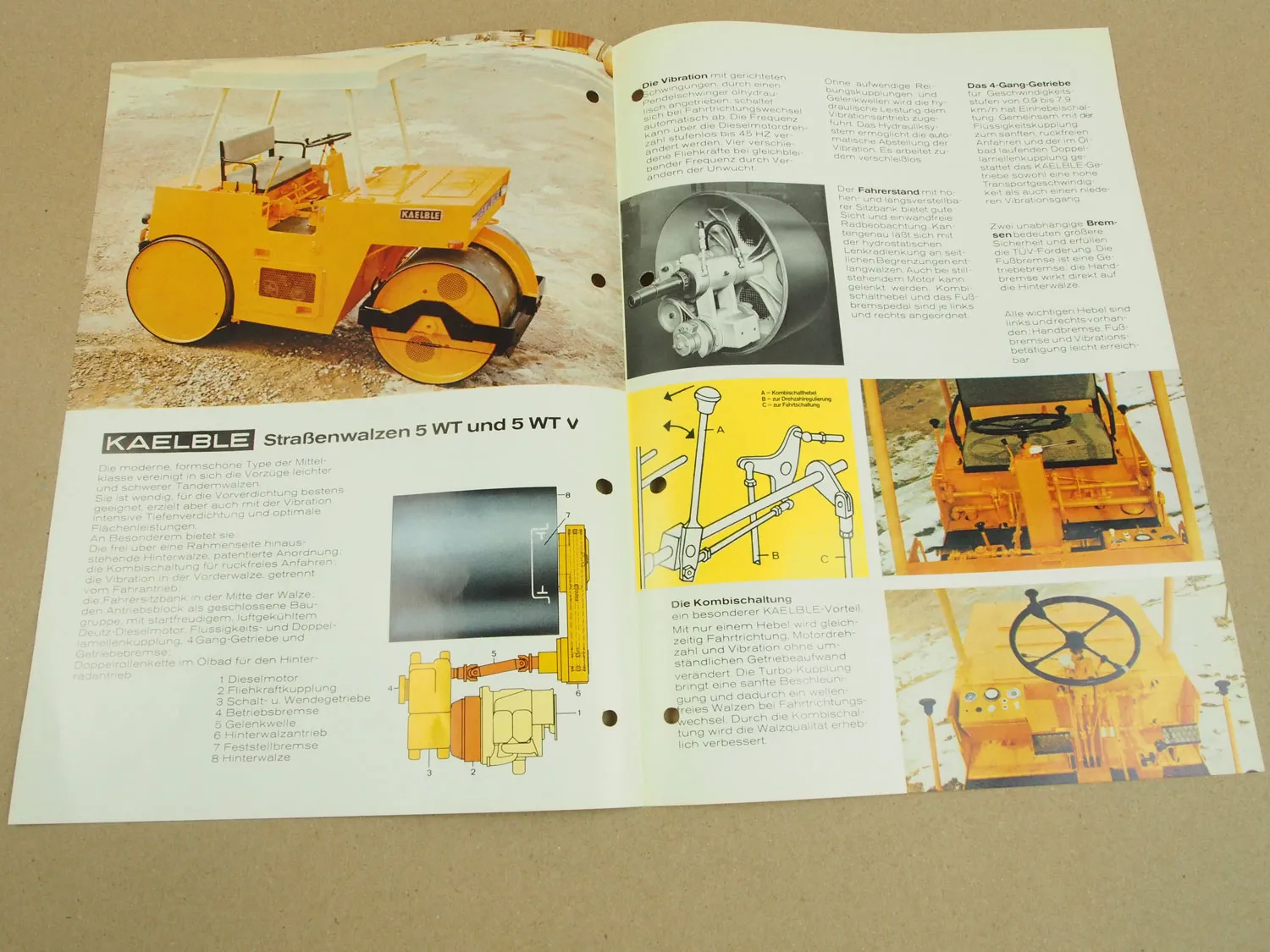 Prospekt Kaelble 5t Tandemwalze 5WT 5WTV von 1970 mit Datenblättern