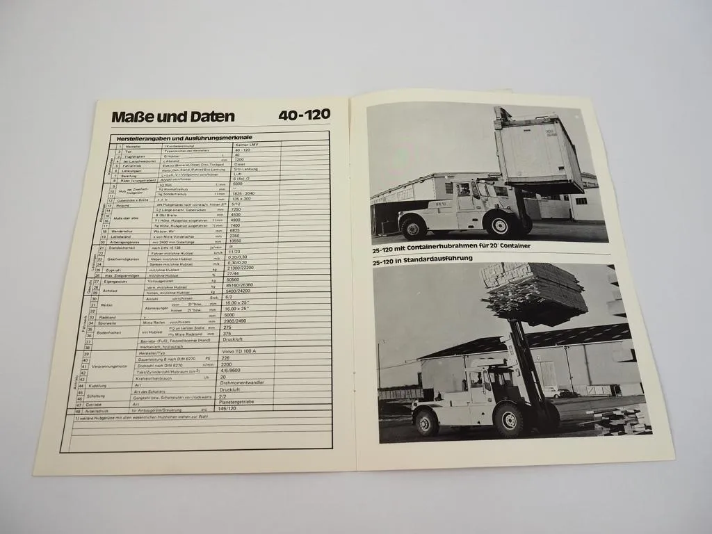 Prospekt Kalmar LMV 25 - 40 Tonnen Gabelstapler Technischen Daten