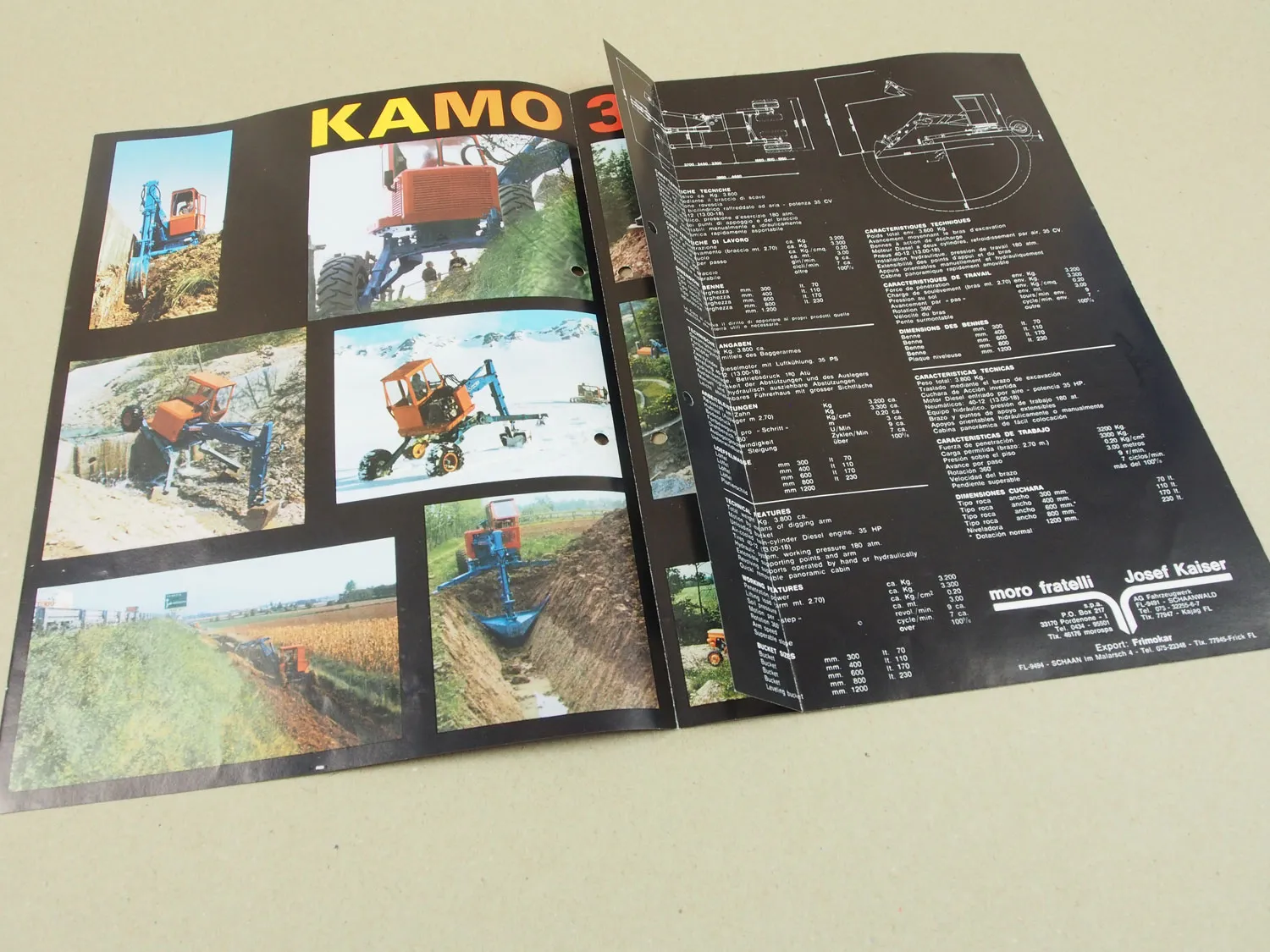 Prospekt KAMO 3X Schreitbagger mit 35 PS Escavatore a piedi Walking excavator