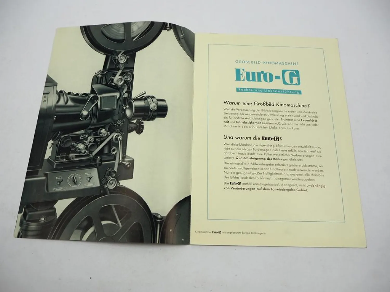 Prospekt Klangfilm Euro-G AEG Kinomaschine Film Theater Apparat 1930er Jahre