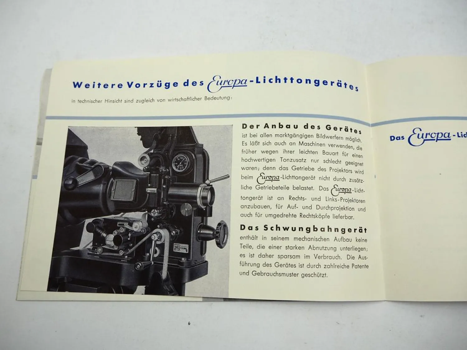 Prospekt Klangfilm Europa Lichttongerät Film Kino Theater Apparat 1930er Jahre