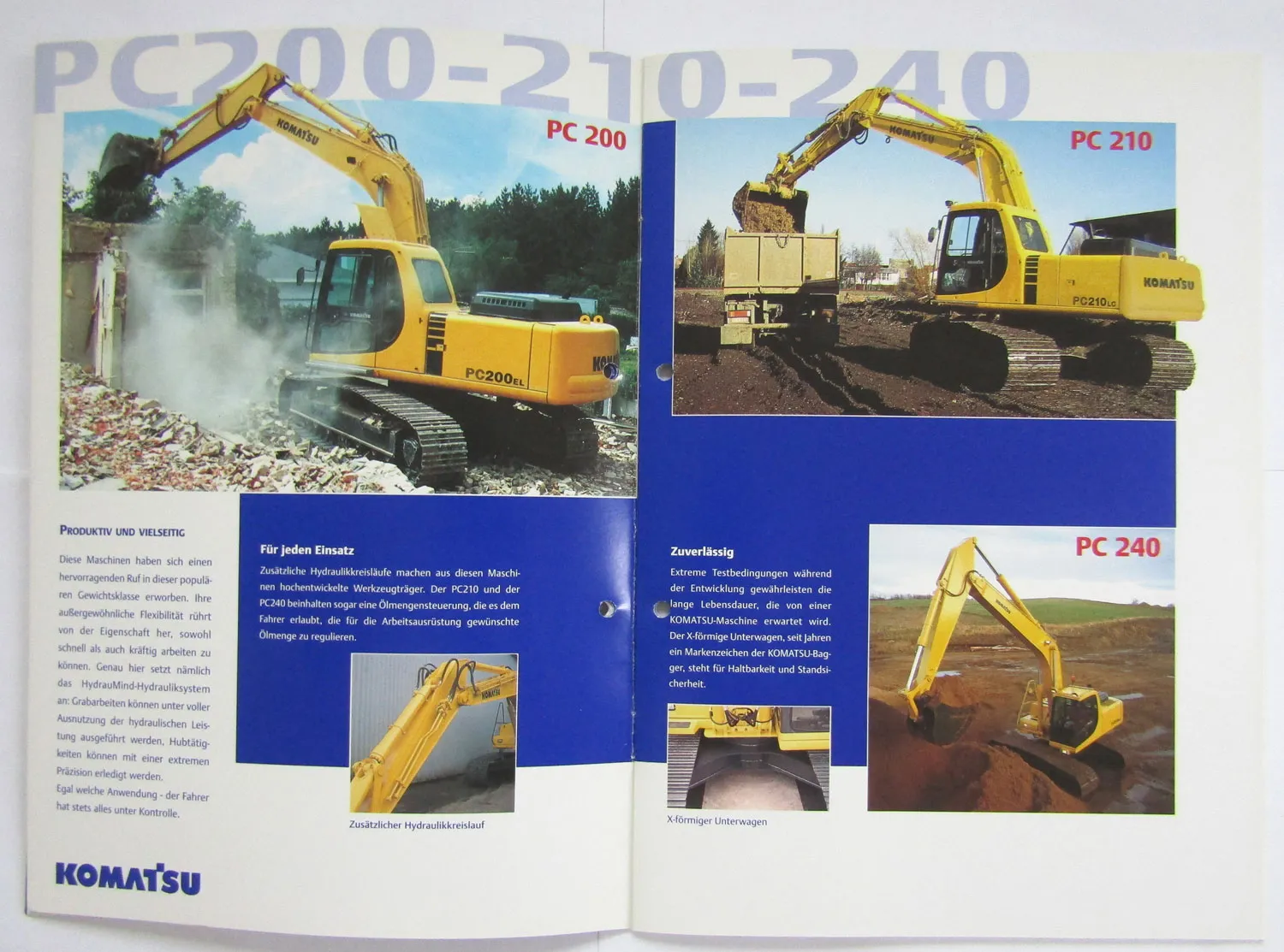 Prospekt Komatsu Das Hydraulikbaggerprogramm PC 130 bis 750SE und PW 130 170ES