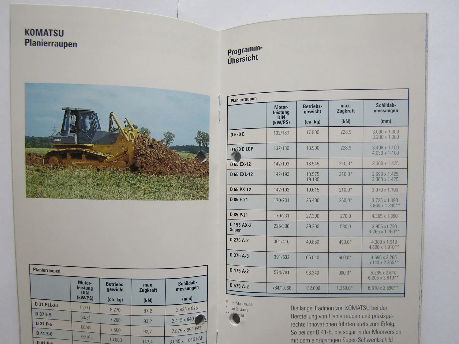 Prospekt Komatsu Hanomag Lieferprogramm 1998 Bagger Radlader Raupen Muldenkipper
