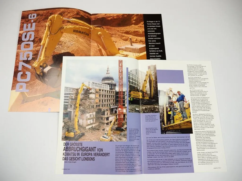 Prospekt Komatsu PC750 Raupenbagger + Zeitschrift Komatsu Times 1999