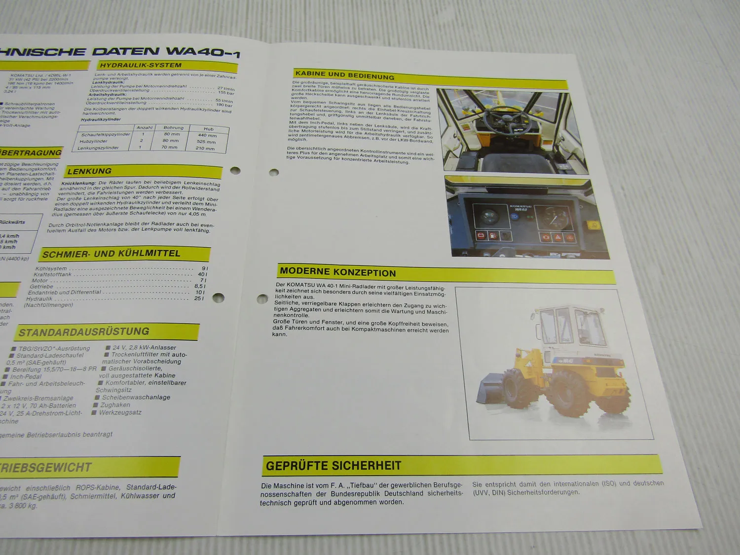 Prospekt Komatsu WA40-1 Mini Radlader 42 PS 1984